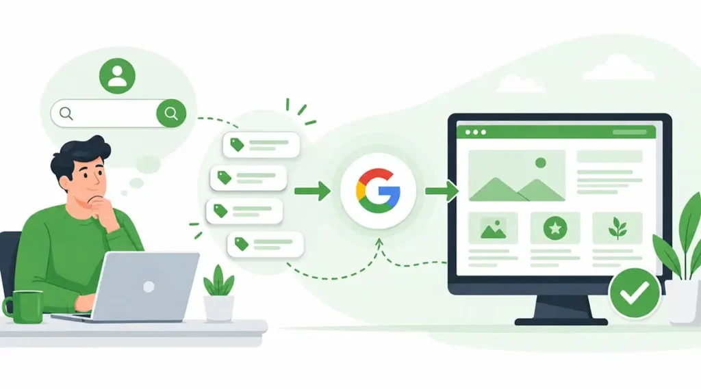 Ключові слова як зв’язок між пошуковим запитом користувача, Google і сторінкою сайту