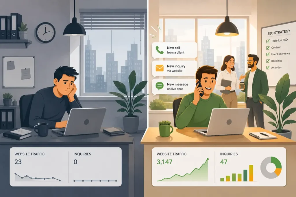 Two companies with similar websites but very different organic traffic and enquiry results