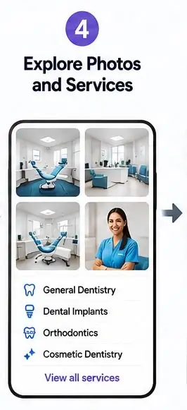 Minimalist illustration comparing modern dental clinic websites and local search visibility in Google Maps