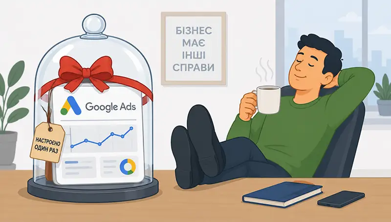 Рекламна кампанія Google Ads без регулярного супроводу поступово втрачає ефективність, хоча власник вважає, що вона працює сама